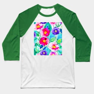 Watercolor Flower Pattern Baseball T-Shirt